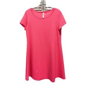 B‎ & B Boutique Neon Pink Midi Dress Size Large Short Sleeve Round Neckline